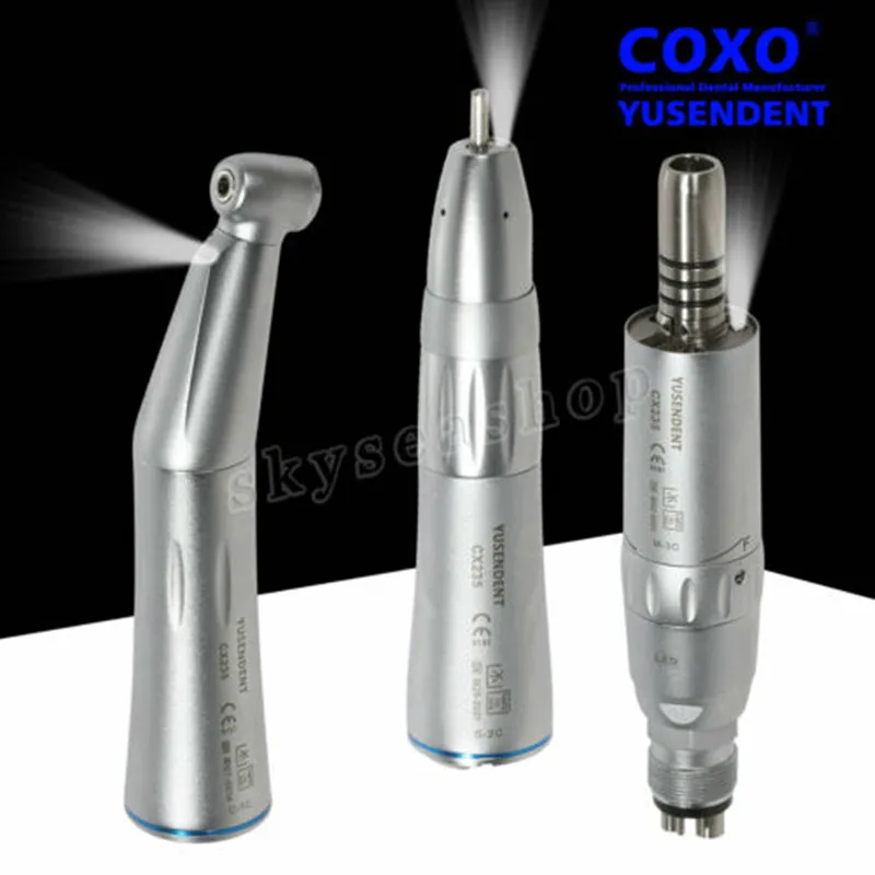 

1:1 ratio Dental LED Fiber Optic inner channel Inner water spray Contra Angle Straight Handpiece 6 Hole motor blue ring