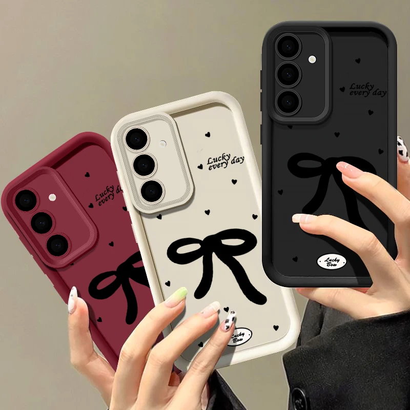 Elegant Black Bow Soft Phone Case - Sleek and Stylish Design