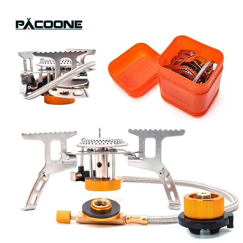 PACOONE Camping Gas Stove Outdoor Windproof Tourist Burner Portable
