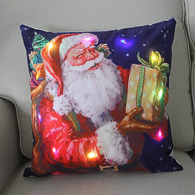 thumbnail image 1 of 45cm LED Christmas Cushion Cover Glowing Pillowcase with Lights 2023 Christmas Decorations for Home Navidad New Year Xmas Decor, 1 of 5