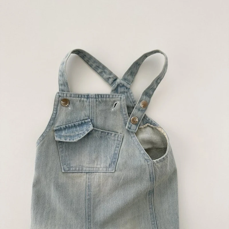 Spring Autumn Children's Wear Strap Pants Children's Solid Denim Pants Infant Jumpsuit Clothing Boy Girls Kids Overalls 2-6T