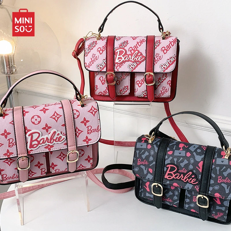 

MINISO Ins Barbie Shoulder Bag Women's Handbag Pink Messenger Bag Small Square Bag Girl Fashion Large Capacity High Quality Gift
