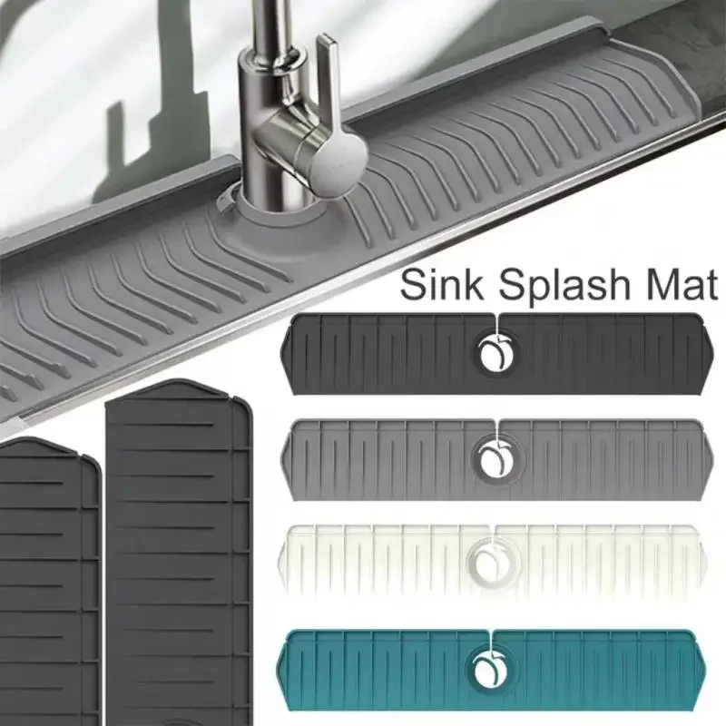 

Kitchen Faucet Splash Guard Mat Silicone Sink Faucet Sponge Drain Rack Bathroom Countertop Protector Quick Dry Tray Kitchen Tool