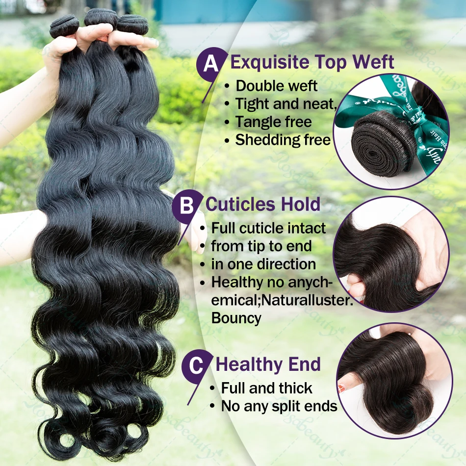 Human Hair Extensions 30 40 Inch Body Wave Brazilian Bundles 100% Human Hair 3 4 5 Bundles Natural