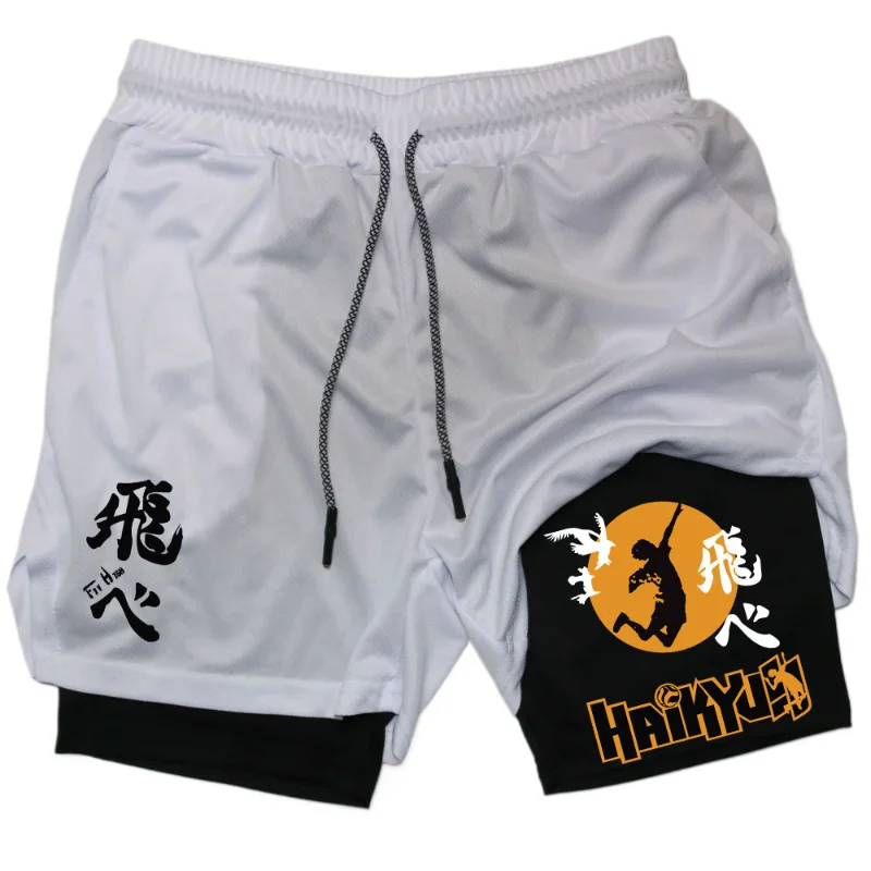 Anime Haikyuu Shorts Quick-drying Fitness Performance Shorts For Men Sport Workout Training Bodybuilding Volleyball GYM Shorts 2