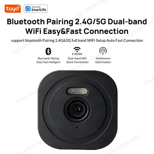 3MP 2K Tuya Window Camera,2.4GHz & 5GHz WiFi Indoor Cameras for Home Security W/Color Night Vision,Person Motion Detection,Easy - Image 2