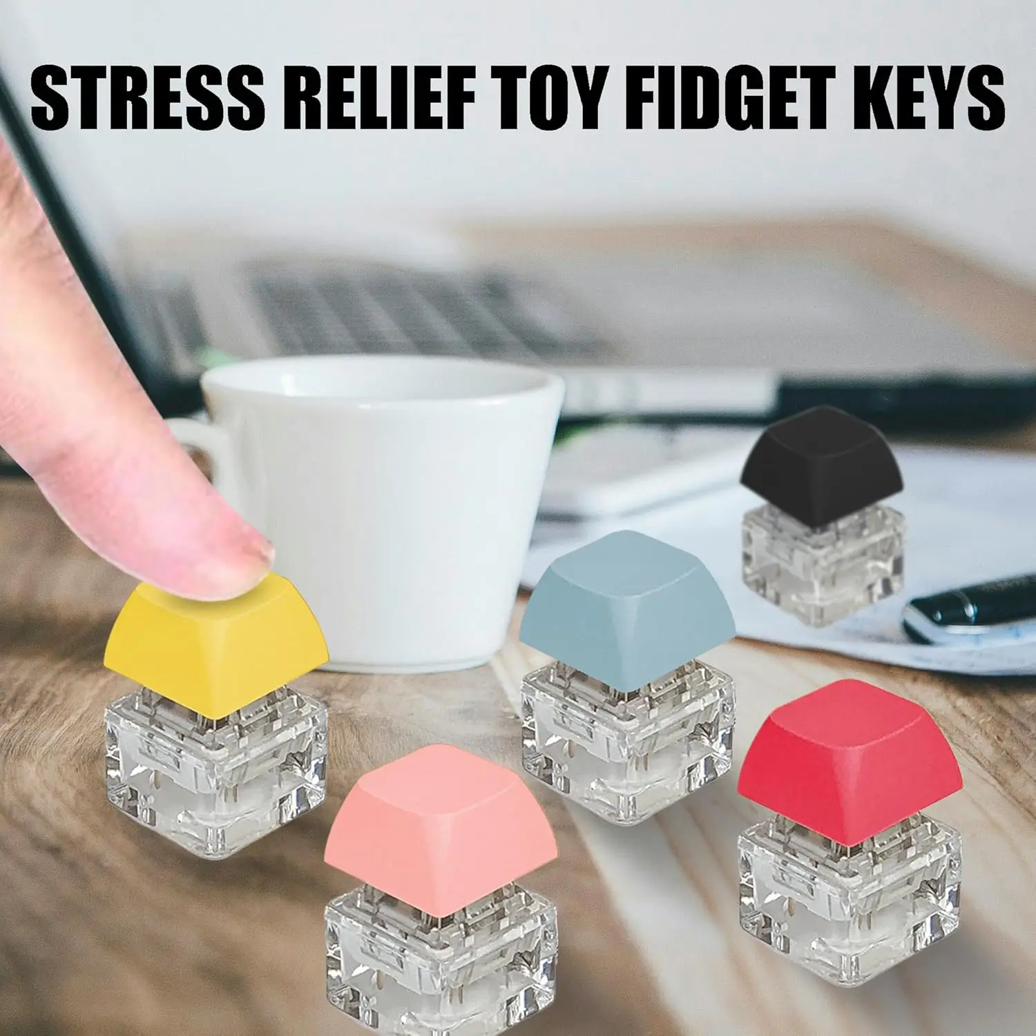Fidget Toy 1pcs Decompression Keychain Mechanical Keyboard Button Keyring Fingertip Key Cap Pendant Antistress Toy New For Adults Anti Stress Toy Keychains Key Rings