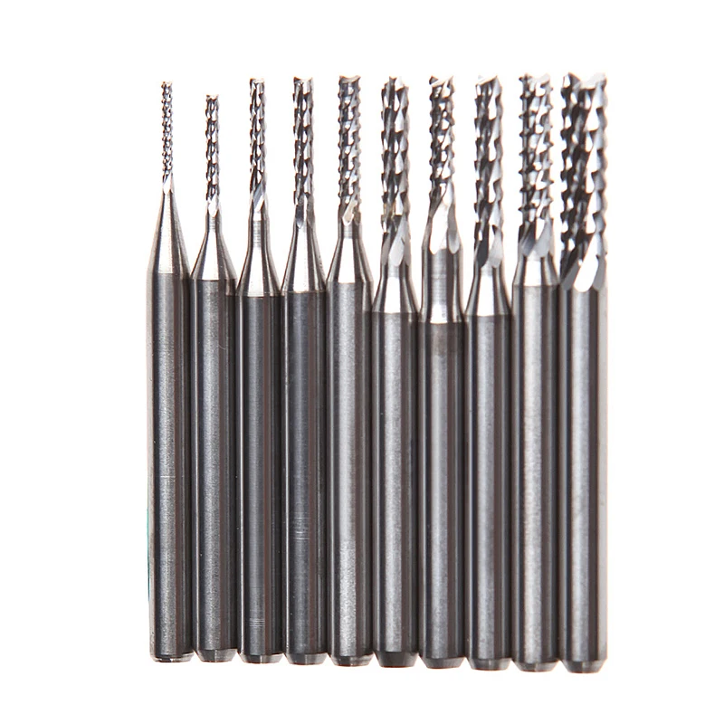 

10Pcs 1/8'' 0.8-3.175mm Drill Bits Engraving Cutter Rotary PCB End Mill Set F1FB