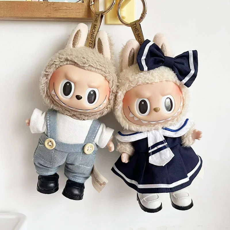 17cm Mini Plush Doll'S Clothes Outfit Accessories For Korea Kpop Exo Labubu Idol Dolls British style suit Clothing Gift 2