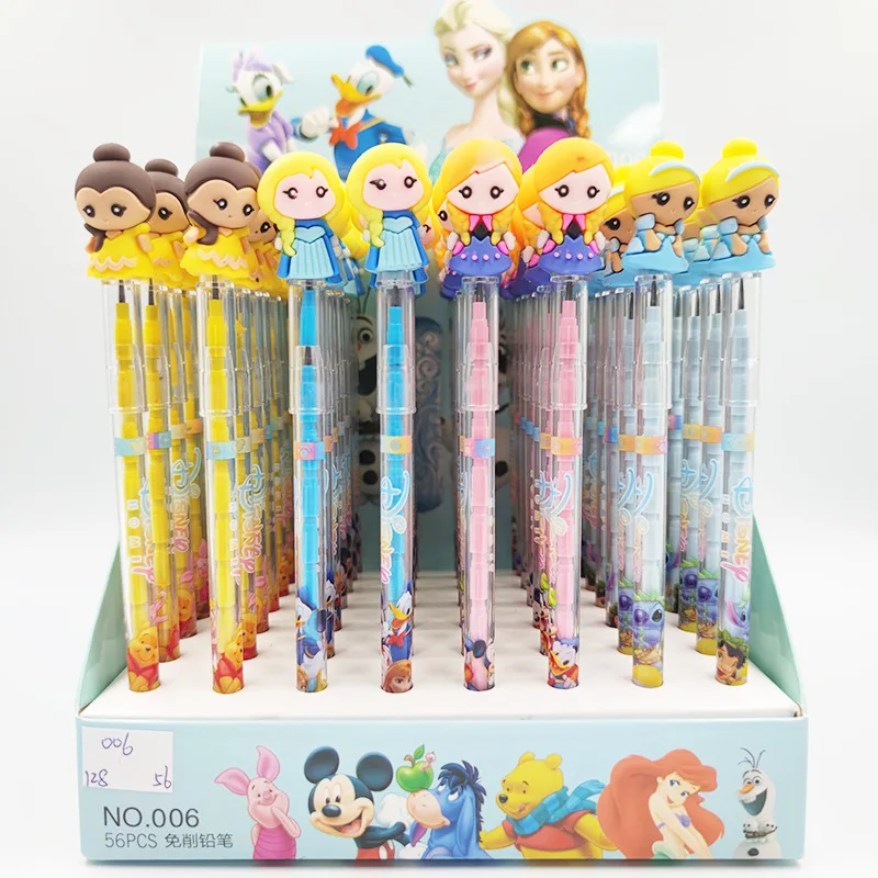 Jardim de Infância dos Desenhos Gelo e Neve Disney Animados Lápis Papelaria Presente Bonito Silicone Cabeça Menina Coração Princesa Boneca Livre 56 Pçs 6 Computers & Electronics
