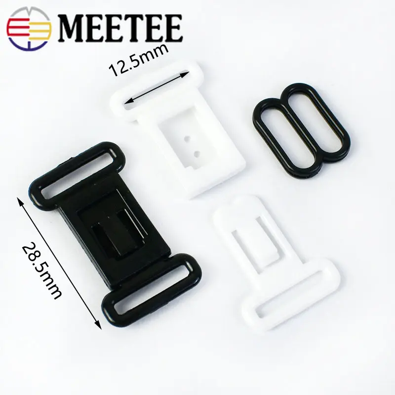 Meetee 50/100Sets 12.5mm Adjustable Hooks Buckles For Bra Plastic