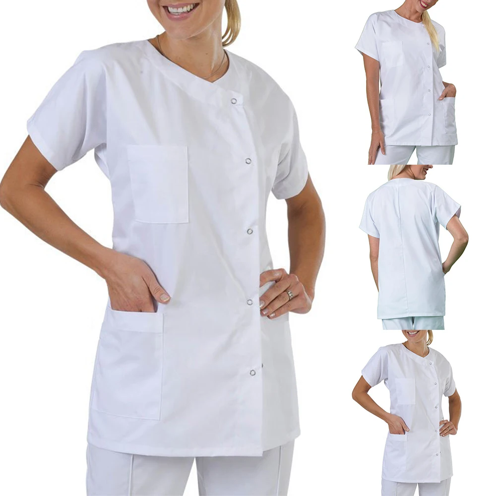 Manteau blanc médical à manches courtes longues pour hommes et femmes, uniforme de laboratoire médical, uniforme médical mince pour médecin