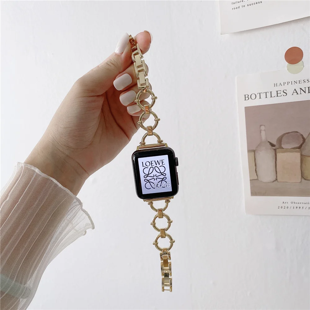 

woman slim Stainless Steel Strap for Apple Watch Band 6 4 Se 7 44mm 42mm 45mm 38mm 41mm iWatch Serie 5 40mm correa Bracelet Belt
