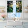 2pcs tained Glass Tree Window Printed Curtain for Home Decor - Rod Pocket Window Treatment for Bedroom, Office, Kitchen 3