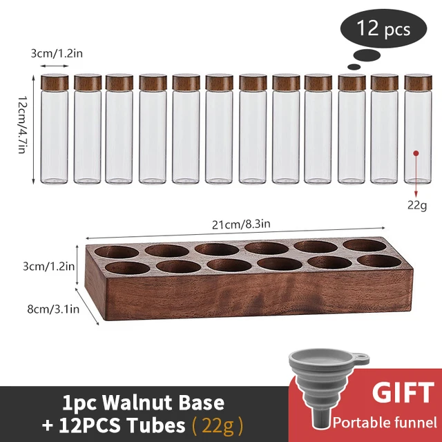 Glass Coffee Bean and Tea Storage Tube Display Rack - Elegant Espresso Accessory Set and Barista Gift