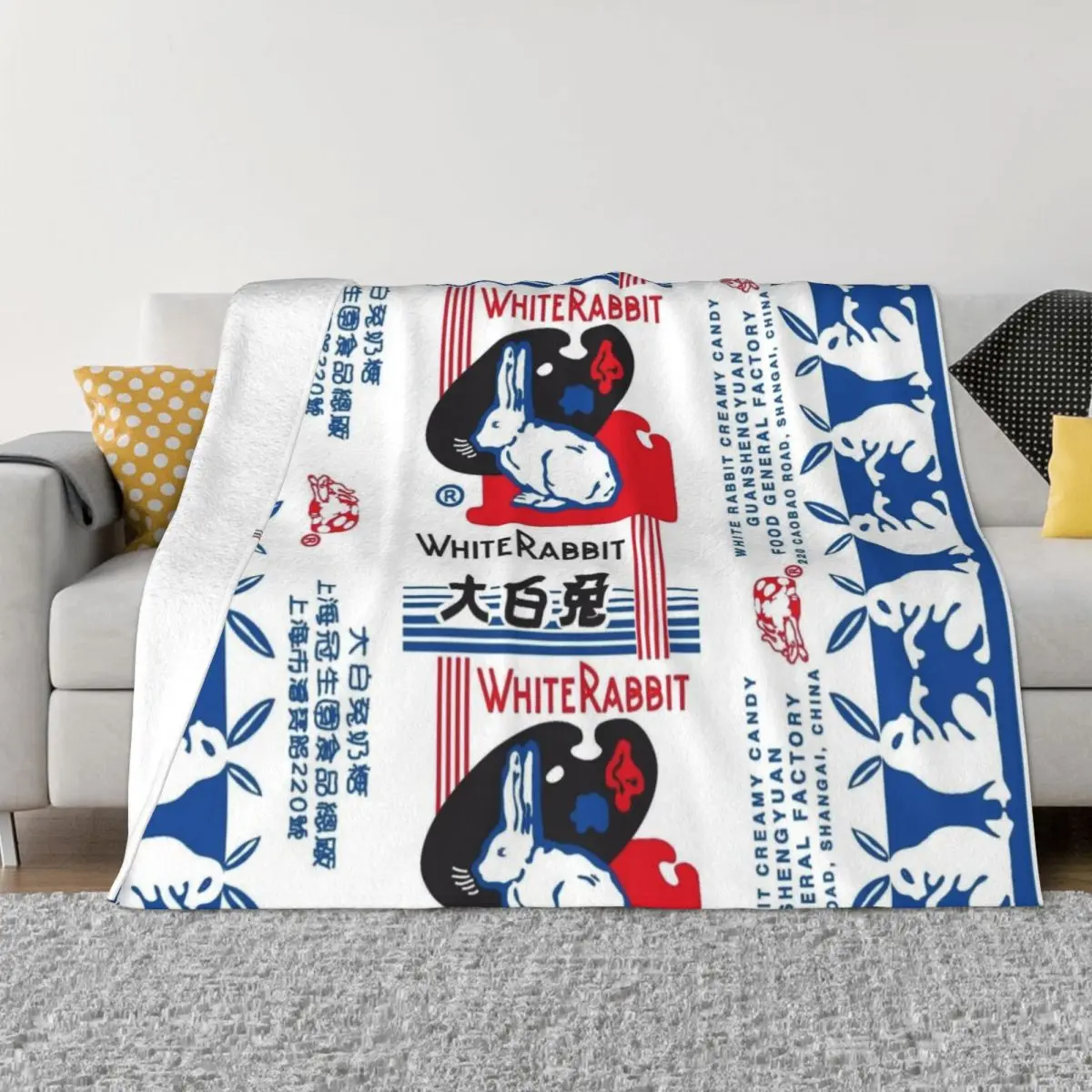 

Одеяло в винтажном стиле с изображением белого кролика