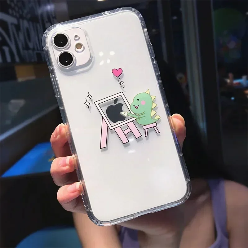 Adorable Dinosaur Couple Soft Clear Phone Case Cover