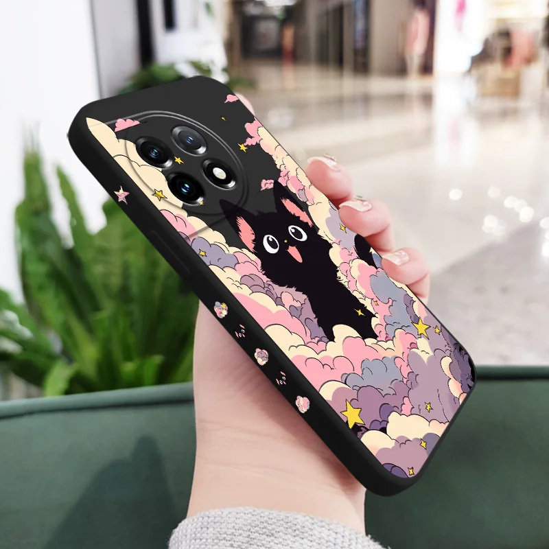 Cloud Colorful Cat Liquid Silicone Phone Case