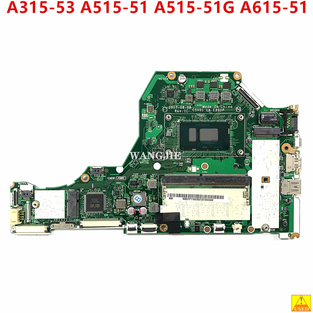 

Used For Acer Aspire 5 A515-51 A615-51 A515-51G A315-53 A315-53G C5V01 Laptop Motherboard LA-E891P NBGTP11002 I7-8550U 4G RAM