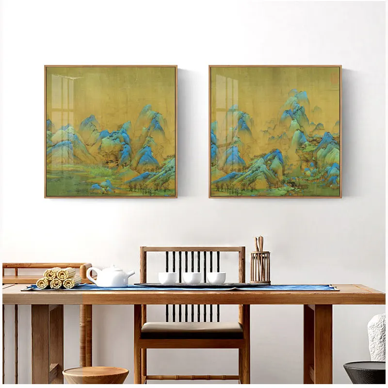 Una Porzione Intercettata Di "Mille Miglia Di Fiumi E Montagne Scroll" Di Song Dynasty Painter Wang Ximeng Personalizzazione