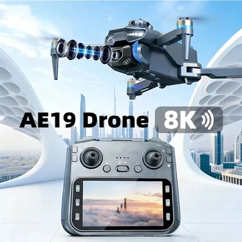 Drone AE19 con Controllo da Schermo, GPS, Ritorno Automatico, Doppia Fotocamera 8K, Flusso Ottico, Fotografia Aerea HD 8K, Quadricottero