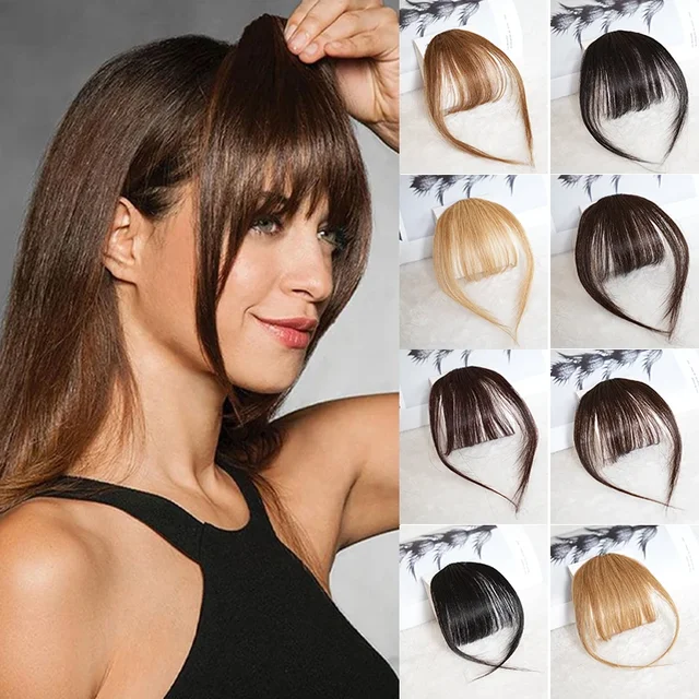 Frange à Air Invisible 100% cheveux humains, Extension de cheveux à clipser, franges avant, pièces de cheveux, accessoire de coiffure pour femmes 1