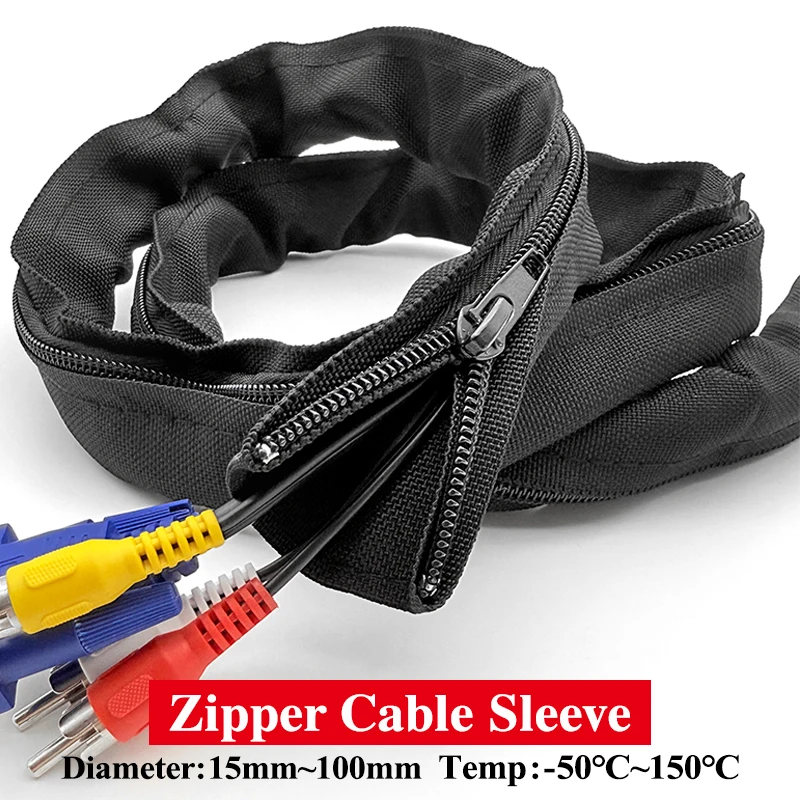 ซองจัดระเบียบสายไฟแบบซิป ขนาด 16 20 25 30 35 40~100 มม. ใช้ซ้ำได้ สำหรับซ่อนสายไฟคอมพิวเตอร์/ทีวี/โฮมออฟฟิศ 1