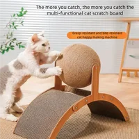 2 In 1 Wooden Cat Scratching Ball Sisal Scratch Board Durable Grinding Paw Toy Solid Wood Scraper For Cats Kittens Pet Supplies 3