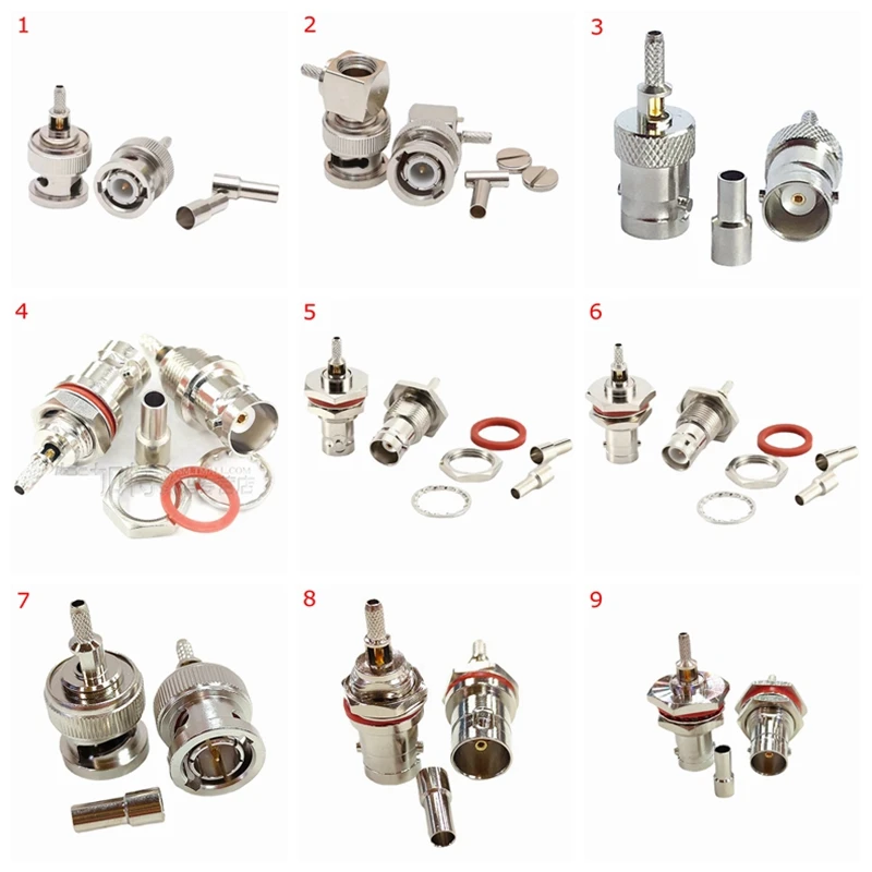 Bnc Conector Bnc 50 Ohm 75 Ohm Fêmea Macho Ângulo Direito & com Porca O-anel à Prova de Água Crimp para Rg174 Rg316 Rg179 Cabo 10 Peças q9