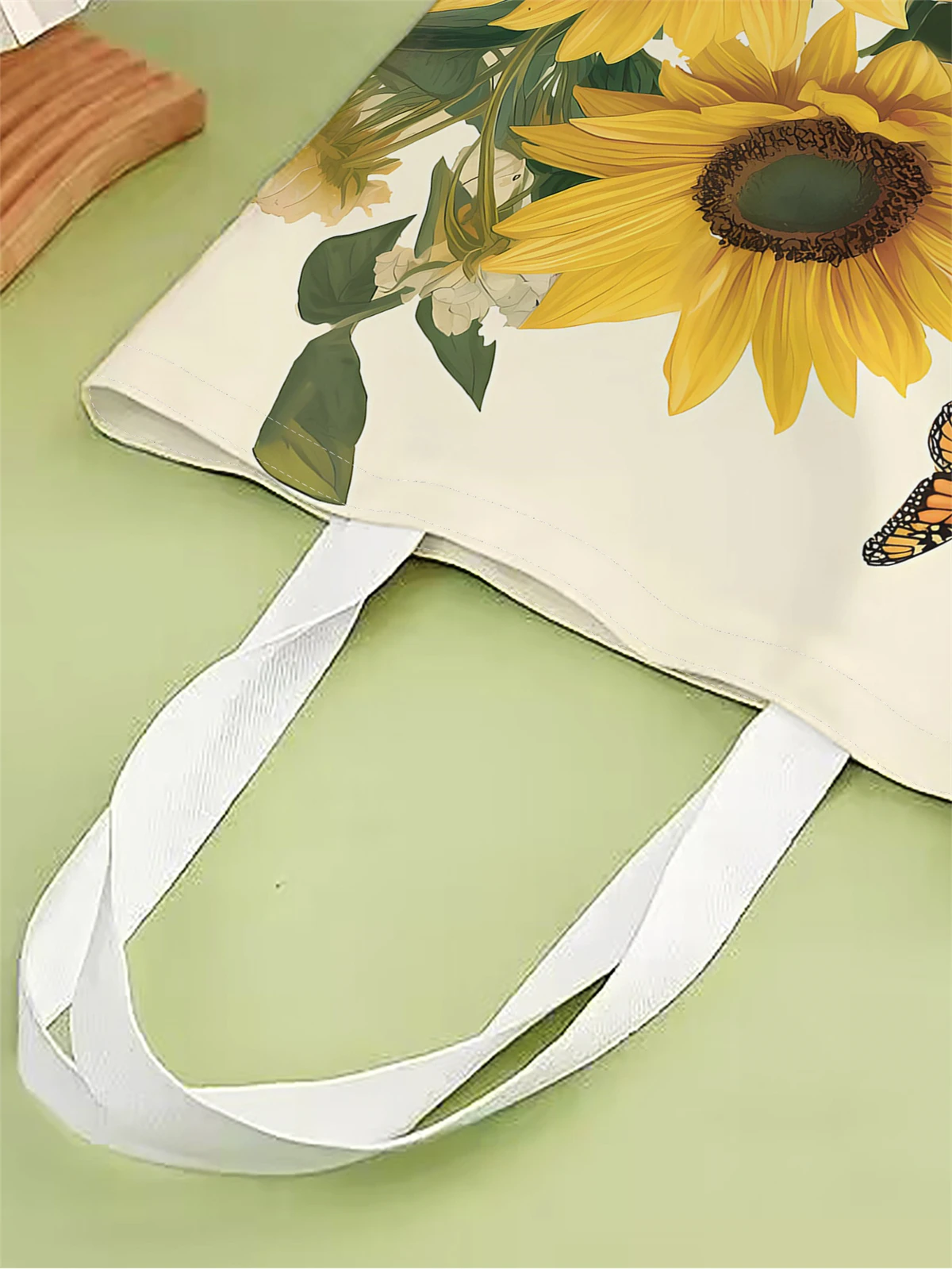 1pc,Sunflower flower handbag, reusable fashion handbag, multifunctional handbag, printed canvas shopping bag