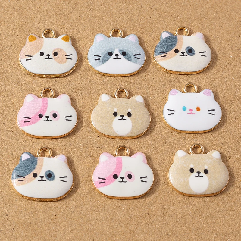 10 Stück Emaille Cartoon Tier Katze Charms Anhänger für Ohrringe Halskette DIY Armband Schmuckherstellung Zubehör Zubehör