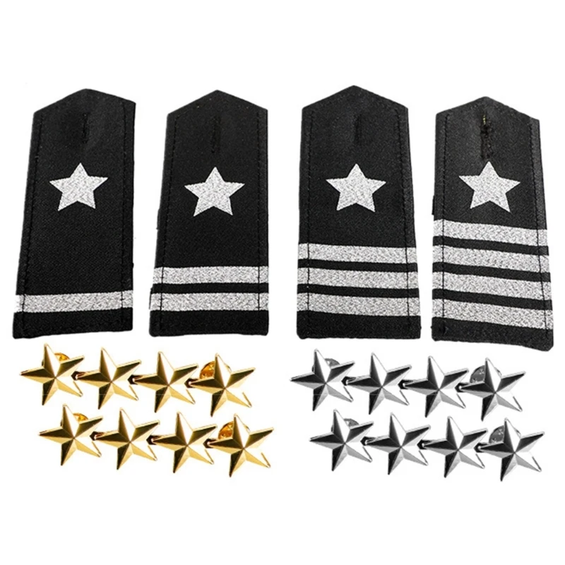 Captain Epaulettes Stripes Shoulder Accessory for Uniforms Drama Play Shoulder Board Jewelry shoulder ornaments
