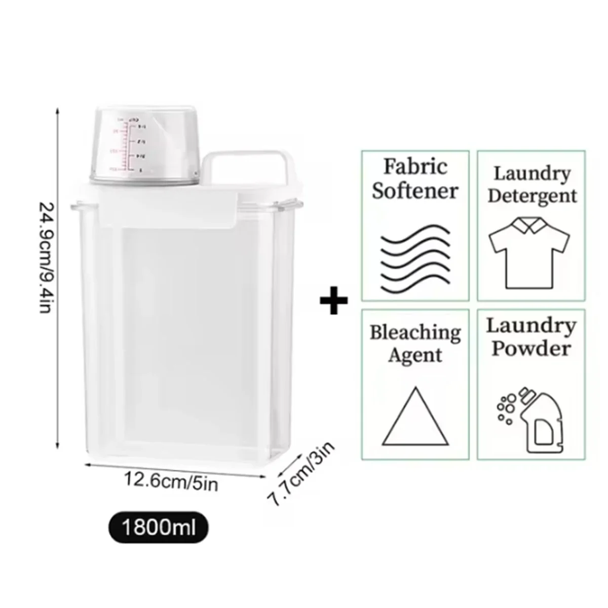 Airtight Laundry Detergent Powder Storage Jar with Labels - 2300ml Capacity