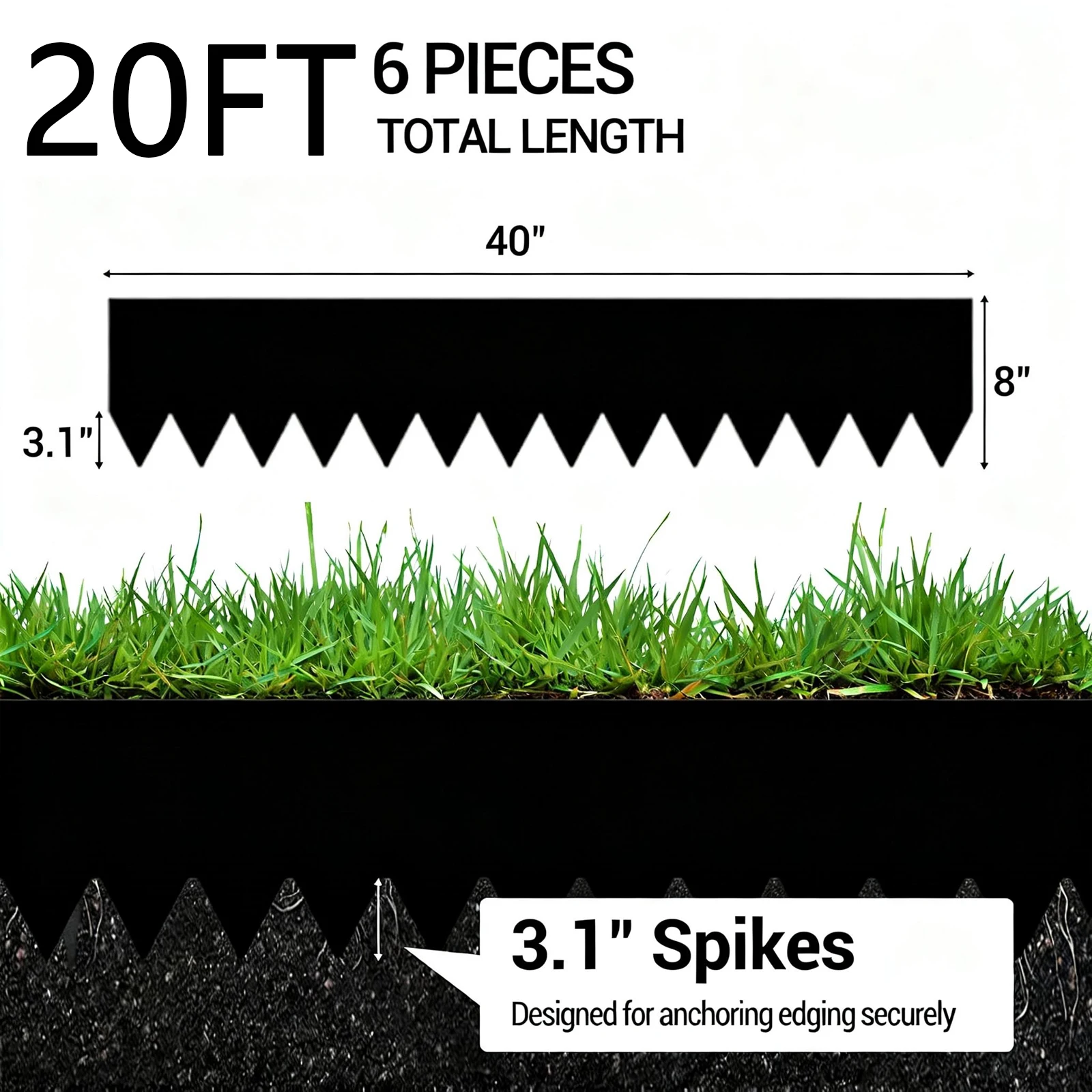 Robuste Gartenkante aus verzinktem Stahl, flexible Metall-Landschaftskante mit Spikes, biegbarer Trenner für Blumenbeete, Wege, Rasenflächen – Detail 23