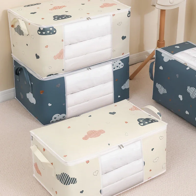 Description Picture 5 of itemQuilt Storage Bags With Zipper Foldable Organizer Large Clothes Portable Visible Collecting Pouch Moisture Household Box