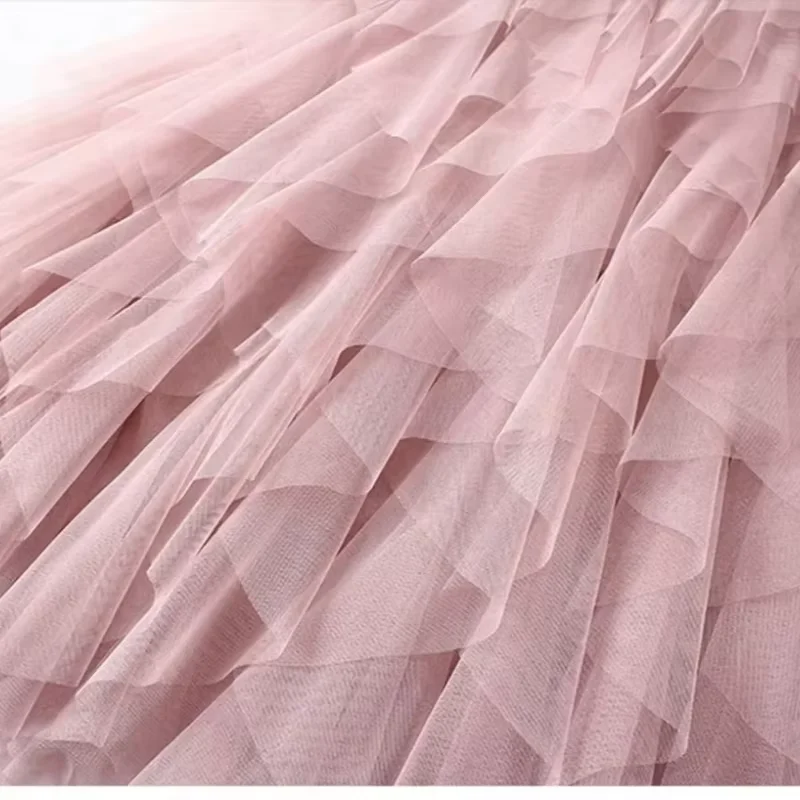 Women's High Waist Tulle Mesh Irregular Tutu Skirt Elastic A-Line Gauze Skirt Pleated Long Hi Spring Summer New 6