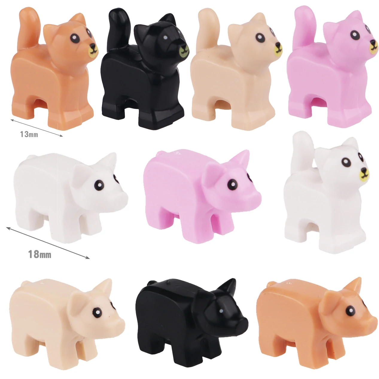 MOC Baby Animals Cat Building Blocks Pig Piggy Kitten Black Rat Wolf Snake Parrot Farm Scene Bricks Assemble Toys Children Gift 3