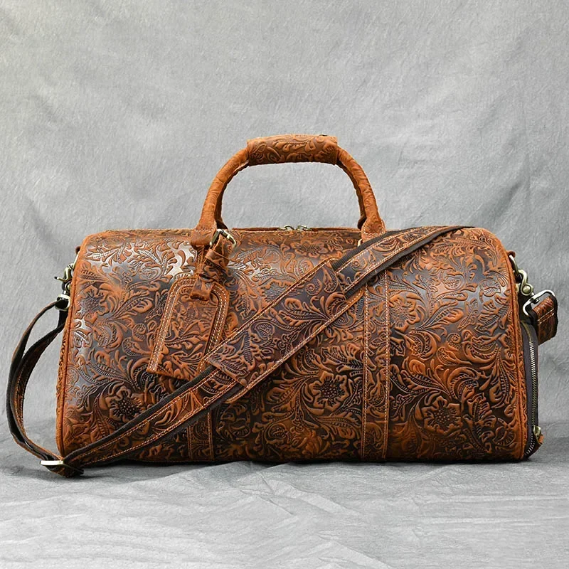 Genuine Leather Travel Duffle Bag for Men