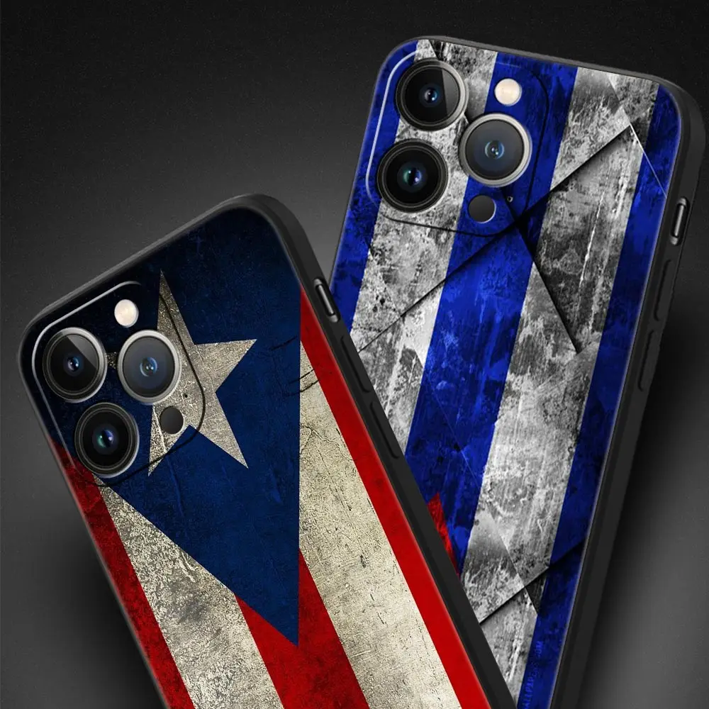 Cuba flag Art Phone Case For iPhone Apple 15 14 13 12 11 Pro Max Mini 7 8 Plus XR XS X SE 2020 Black Silicone Cover Coque Funda