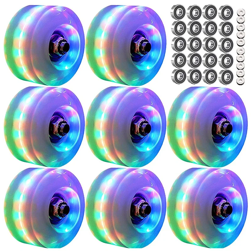 

Roller Skate Wheels Luminous Light Up, 8 Pack With Bearings - For Double Row Skating And Skateboard 32Mm X 58Mm