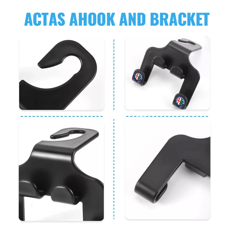 Car Seat Back Hook Phone Holder Auto Headrest Storage Double Holder For Alfa Romeo 147 156 Giulietta Giulia Mito Stelvio Brera 4