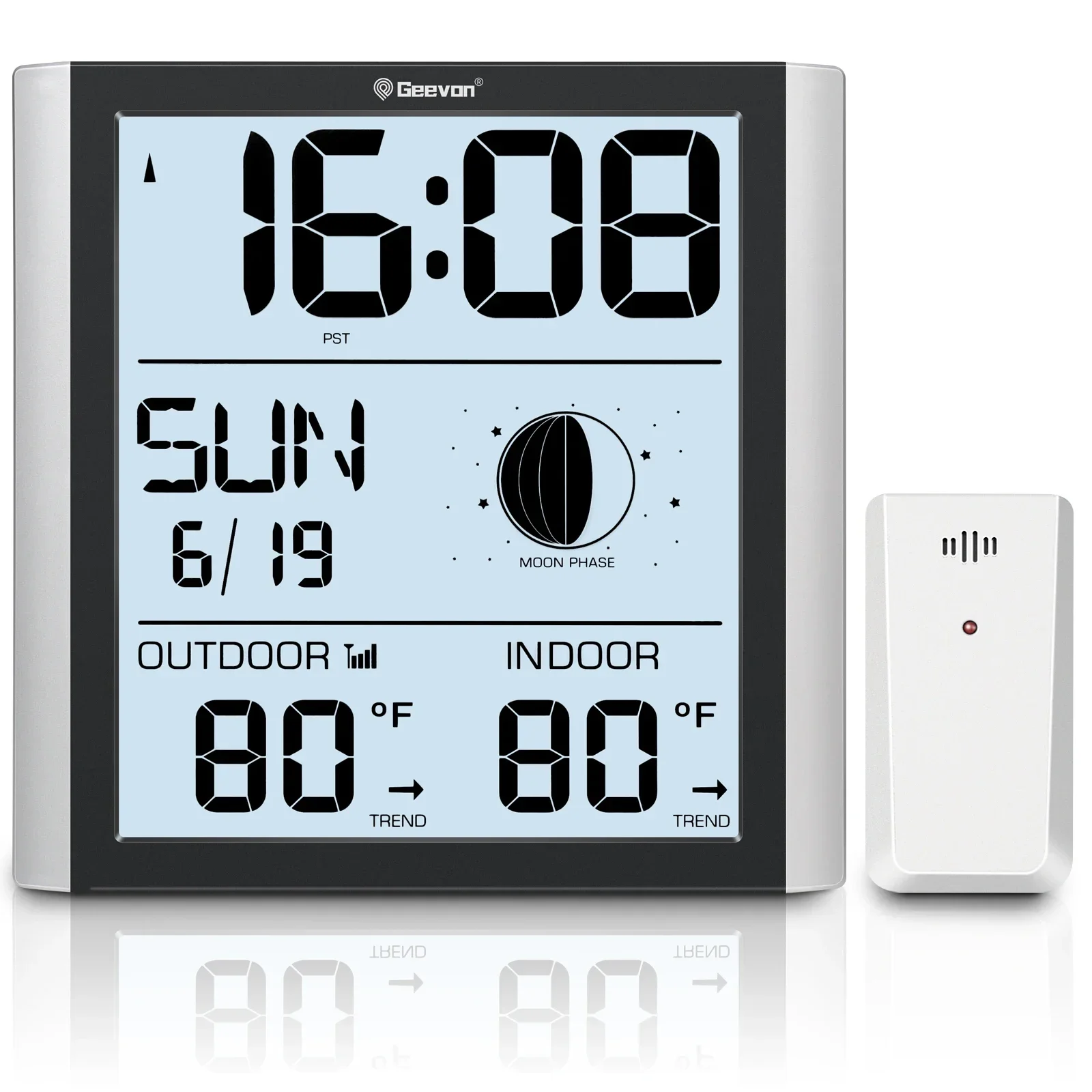 Atomic Wall Clock With Backlight Auto-Set Digital Atomic Alarm Clock With Indoor Outdoor Temperature Calendar Moon Phase