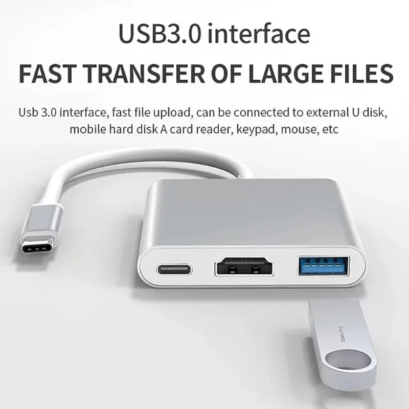 3-in-1 USB C Hub with 100W Power Delivery USB 3.0 4K HDMI for-MacBook Pro New Mac Air Deck Stable Driver Adapter