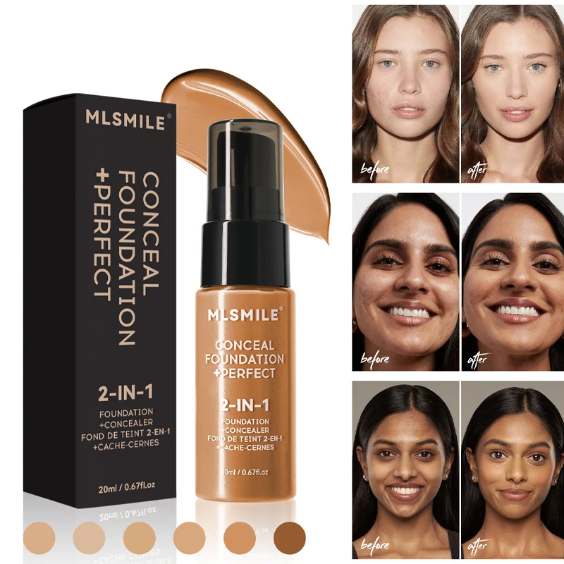 Full Coverage Matte Base Waterproof Face Foundation Cream Oil-Control Matte BB Cream Lasting  Liquid Concealer Face Makeup Women