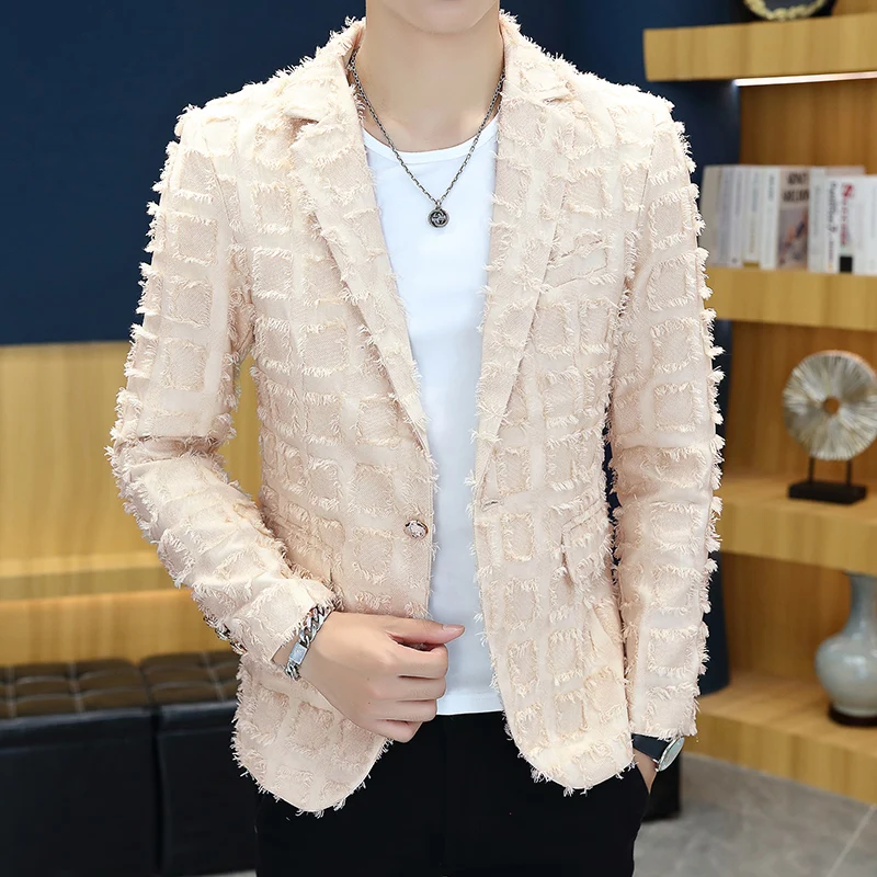 

New fashion boutique high-end Korean version of small suit male teenage hairstylist casual jacket slim single west jacket