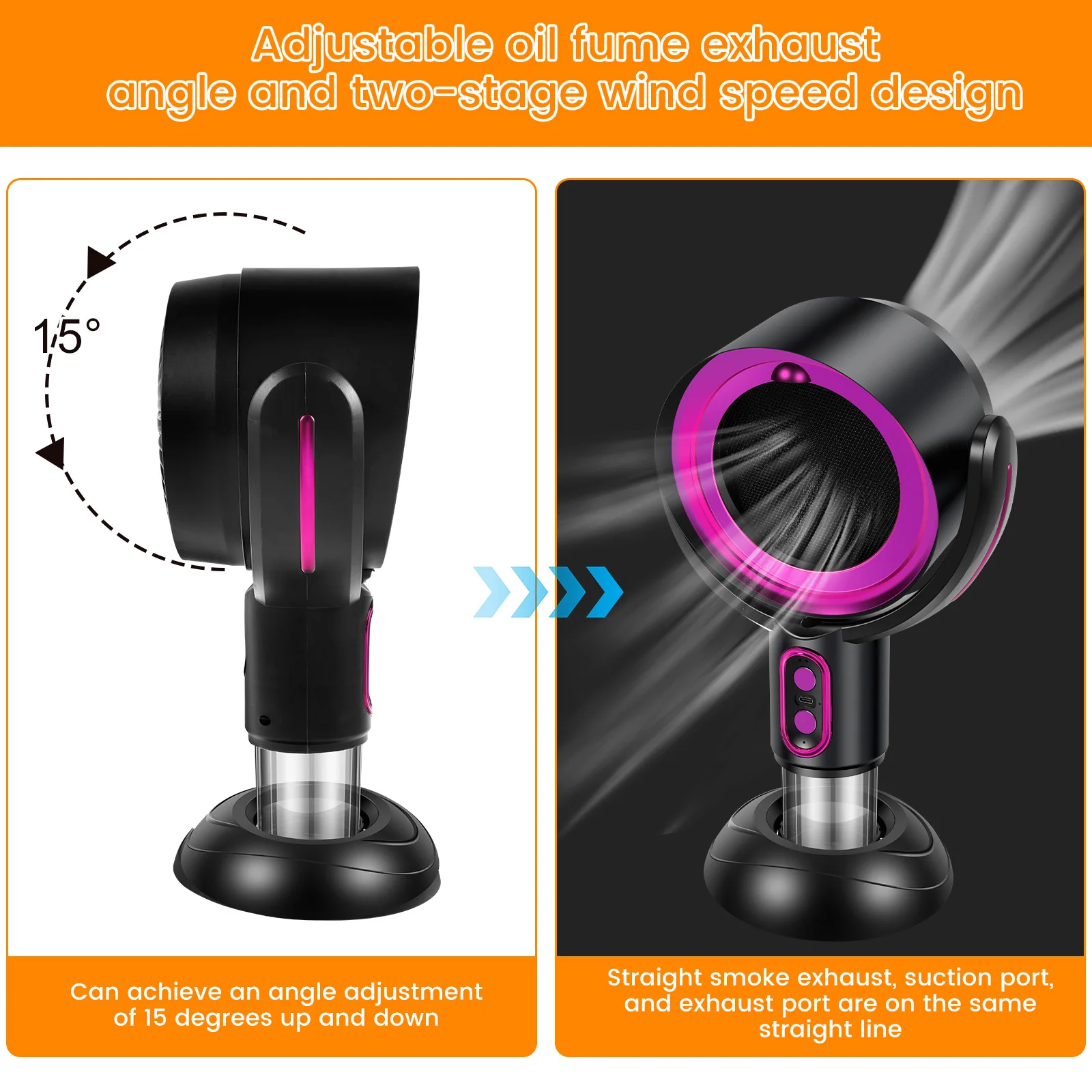 Desktop Range Hood,Mini Portable Extractor Hood with 2 Speed Adjustment, for Indoor BBQ, Wireless Desktop Kitchen Range Hood