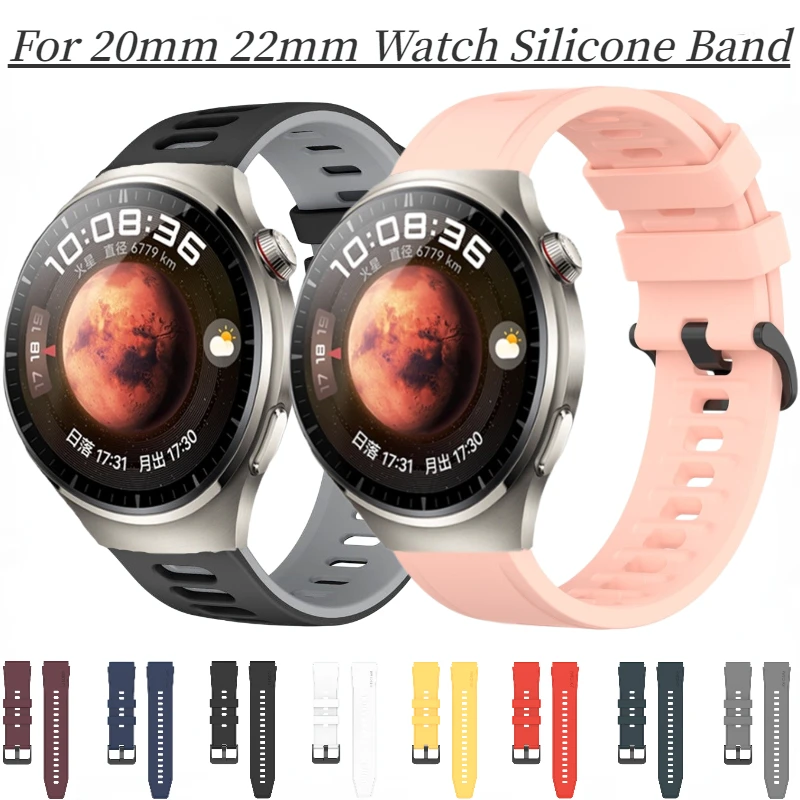 Premium Silicone Smartwatch Strap - 22mm/20mm Universal Fit Bracelet Band