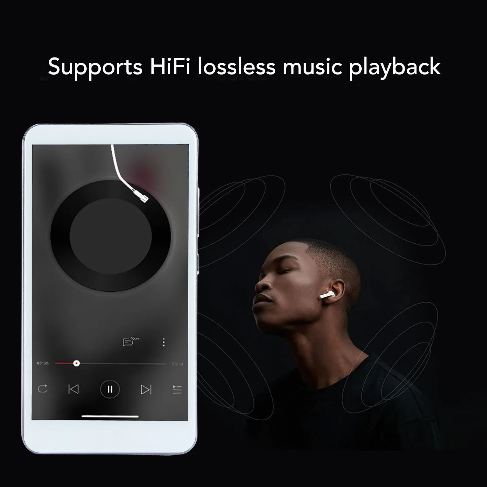 5.0 Inch MP4 Player Smart Noise Reduction Bluetooth 5.0 WiFi 2200mAh Rechargeable 16GB ROM and 128GB Memory Expansion Portable M