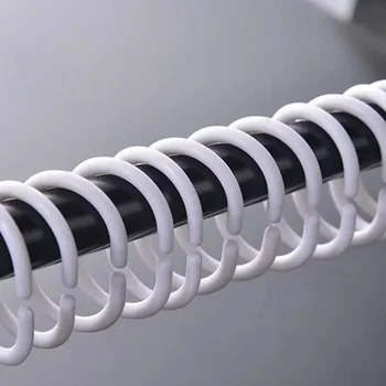 12ชิ้น/เซ็ตพลาสติกสีขาว C Shape Bath ผ้าม่านอาบน้ำแหวน Loop Bendable ม่านห้องน้ำ Hooks Clasp Loop บ้านเสาฝักบัว 1