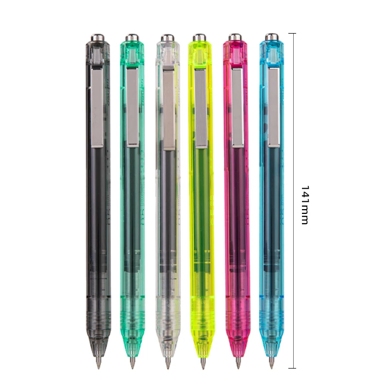 6Pcs DELI SF888-1 Press Straight Liquid Neutral Pen 0.5mm Gel Pen Black Ink Supplies School Office Stationery